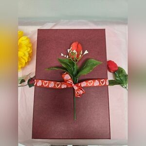 Mother's Day Gift Box wallet + Box w/ 2 pairs of earrings + candle + rose
